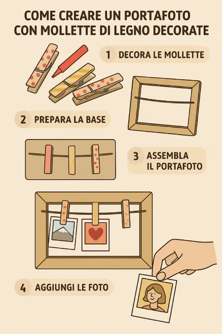 Portafoto con Mollette di Legno Decorate Guida TutorialBay