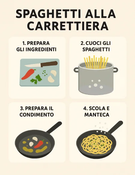 Procedimento Ricetta degli Spaghetti alla Carrettiera TutorialBay