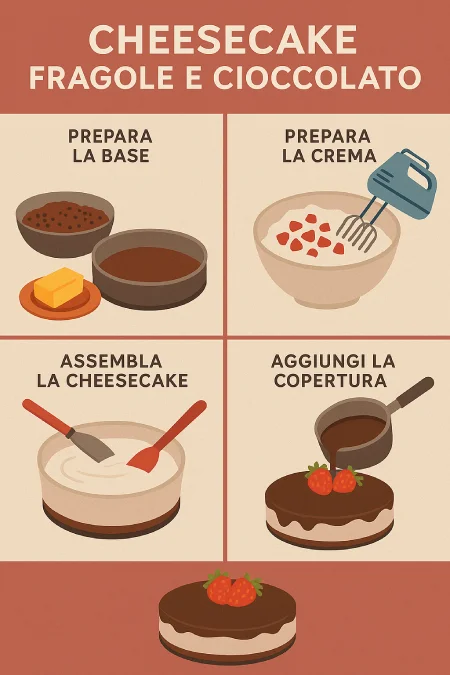 Ricetta della Cheesecake Fragole e Cioccolato Gustosa TutorialBay